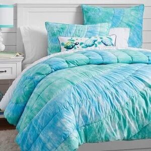 Pottery Barn Teen Blue and Green Quilt + 2 Shams